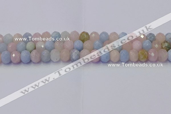 CRB1830 15.5 inches 6*10mm faceted rondelle morganite beads