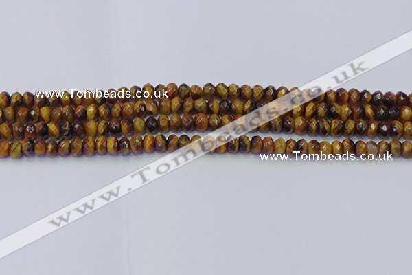 CRB1840 15.5 inches 4*6mm faceted rondelle yellow tiger eye beads