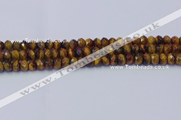 CRB1841 15.5 inches 5*8mm faceted rondelle yellow tiger eye beads