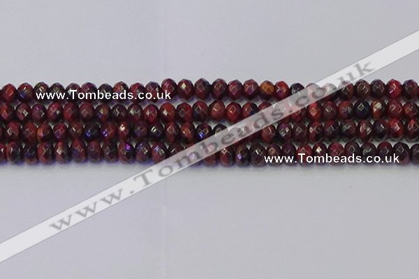 CRB1846 15.5 inches 6*10mm faceted rondelle red tiger eye beads