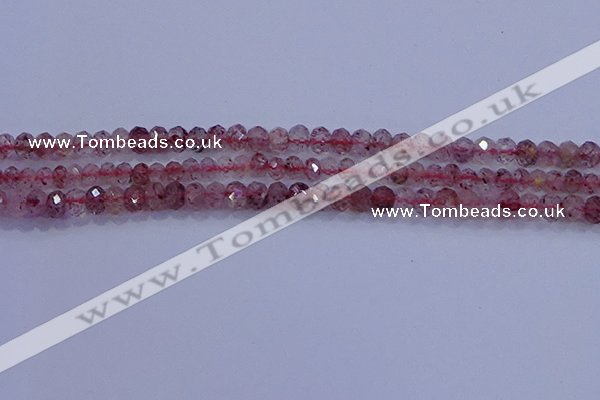 CRB1864 15.5 inches 2.5*4mm faceted rondelle strawberry quartz beads