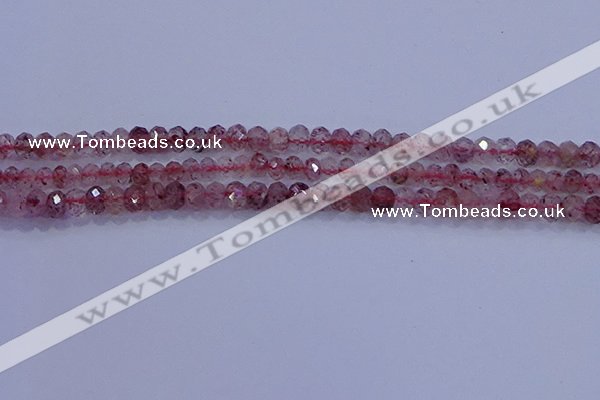 CRB1864 15.5 inches 2.5*4mm faceted rondelle strawberry quartz beads