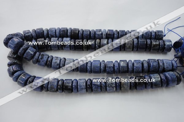 CRB187 15.5 inches 6*16mm – 10*16mm rondelle blue dumortierite beads