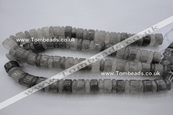 CRB189 15.5 inches 6*16mm – 10*16mm rondelle cloudy quartz beads