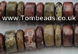 CRB191 15.5 inches 6*16mm – 10*16mm rondelle red artistic jasper beads