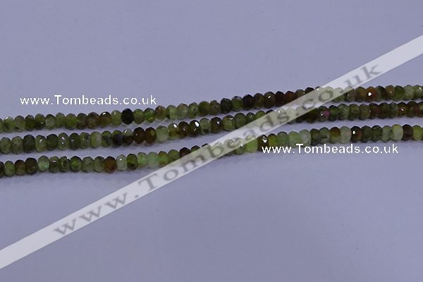 CRB1919 15.5 inches 2.5*4mm faceted rondelle green garnet beads