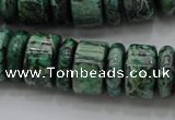 CRB192 15.5 inches 6*16mm – 10*16mm rondelle green picture jasper beads