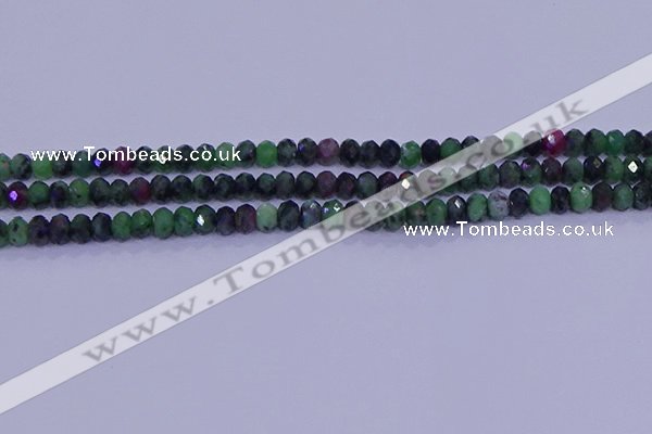 CRB1925 15.5 inches 2.5*4mm faceted rondelle ruby zoisite beads