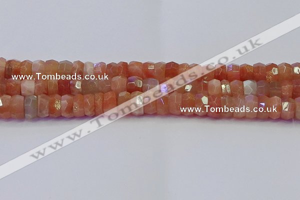 CRB1933 15.5 inches 6*12mm faceted rondelle sunstone beads