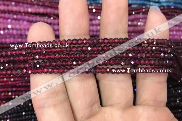 CRB1938 15.5 inches 2*3mm faceted rondelle red garnet gemstone beads