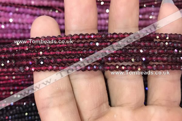 CRB1939 15.5 inches 2.5*4mm faceted rondelle red garnet gemstone beads