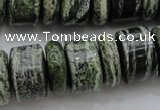 CRB195 6*18mm – 13*18mm rondelle green silver line jasper beads