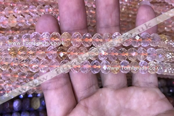 CRB1950 15.5 inches 6*8mm faceted rondelle citrine gemstone beads