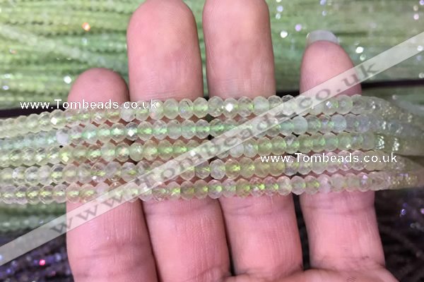 CRB1952 15.5 inches 3*4mm faceted rondelle prehnite gemstone beads