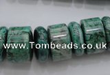 CRB197 15.5 inches 6*18mm – 13*18mm rondelle green picture jasper beads