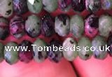 CRB1976 15.5 inches 4*6mm faceted rondelle ruby zoisite beads