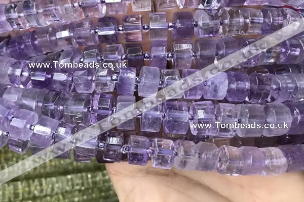 CRB2011 15.5 inches 9mm - 10mm faceted tyre light amethyst beads