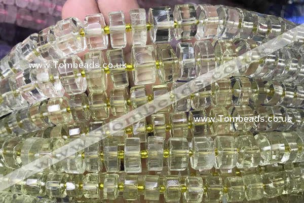 CRB2032 15.5 inches 11mm - 12mm faceted tyre lemon quartz beads