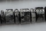 CRB204 15.5 inches 6*18mm - 13*18mm rondelle black labradorite beads
