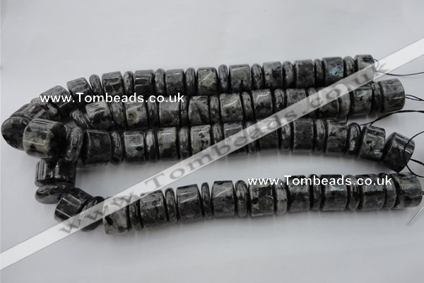 CRB204 15.5 inches 6*18mm - 13*18mm rondelle black labradorite beads