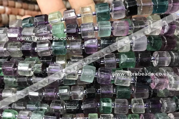 CRB2046 15.5 inches 9mm - 10mm faceted tyre fluorite gemstone beads