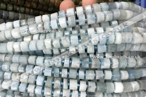 CRB2055 15.5 inches 7mm - 8mm faceted tyre aquamarine beads