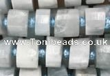 CRB2056 15.5 inches 9mm - 10mm faceted tyre aquamarine beads