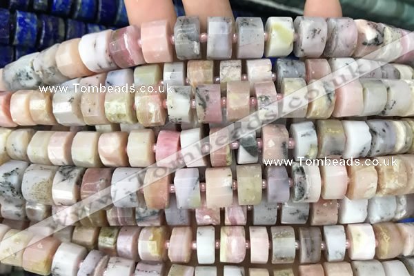 CRB2070 15.5 inches 7mm - 8mm faceted tyre pink opal beads