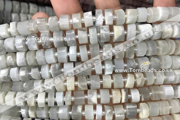 CRB2080 15.5 inches 7mm - 8mm faceted tyre grey moonstone beads