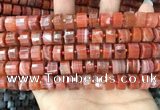 CRB2106 15.5 inches 9mm - 10mm faceted tyre red agate beads