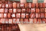 CRB2108 15.5 inches 12mm - 13mm faceted tyre south red agate beads