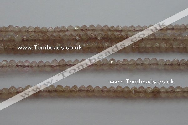 CRB211 15.5 inches 3*4mm faceted rondelle strawberry quartz beads