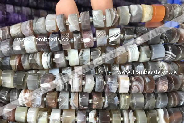 CRB2110 15.5 inches 7mm - 8mm faceted tyre Botswana agate beads