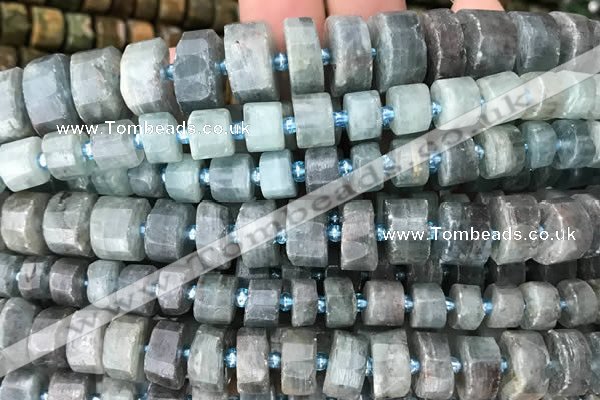 CRB2127 15.5 inches 11mm - 12mm faceted tyre kyanite beads