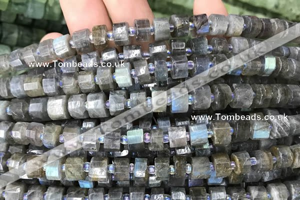 CRB2130 15.5 inches 7mm - 8mm faceted tyre labradorite gemstone beads