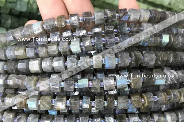 CRB2131 15.5 inches 9mm - 10mm faceted tyre labradorite gemstone beads