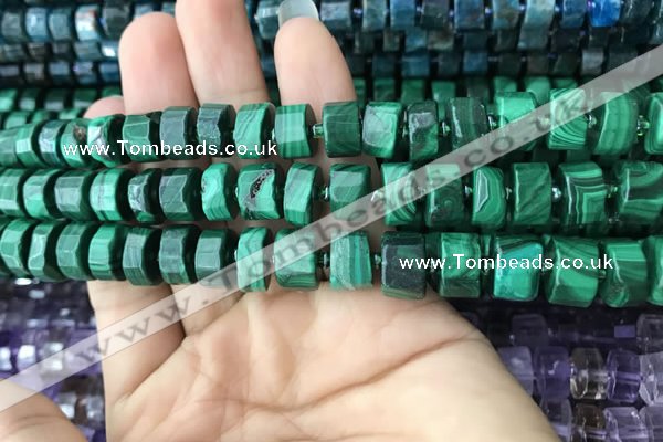 CRB2150 15.5 inches 7mm - 8mm faceted tyre malachite beads