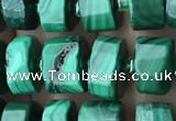 CRB2151 15.5 inches 9mm - 10mm faceted tyre malachite beads