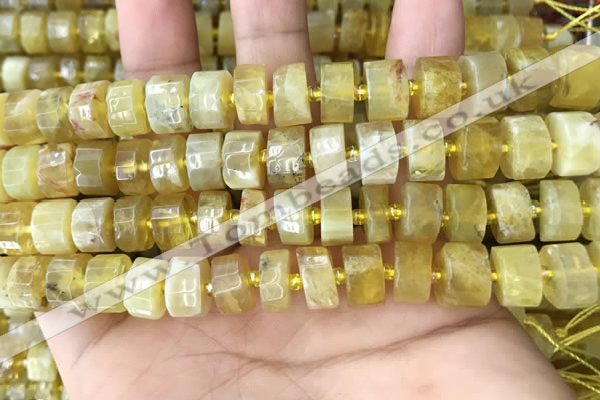 CRB2171 15.5 inches 11mm - 12mm faceted tyre yellow opal beads