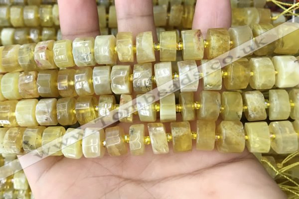 CRB2171 15.5 inches 11mm - 12mm faceted tyre yellow opal beads