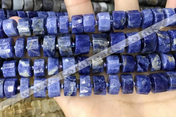 CRB2178 15.5 inches 13mm - 14mm faceted tyre sodalite beads
