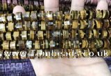 CRB2196 15.5 inches 9mm - 10mm faceted tyre yellow tiger eye beads