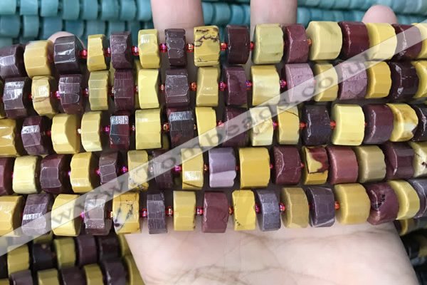 CRB2202 15.5 inches 10mm - 11mm faceted tyre mookaite beads