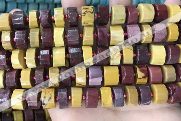 CRB2204 15.5 inches 13mm - 14mm faceted tyre mookaite beads