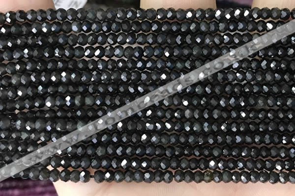 CRB2246 15.5 inches 2*3mm faceted rondelle obsidian beads