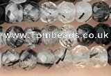 CRB2266 15.5 inches 3*4mm faceted rondelle black rutilated quartz beads