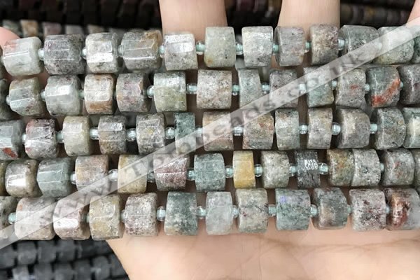 CRB2301 15.5 inches 8mm - 9mm faceted tyre ghost gemstone beads