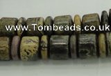 CRB250 15.5 inches 5*12mm - 10*12mm rondelle yellow artistic jasper beads