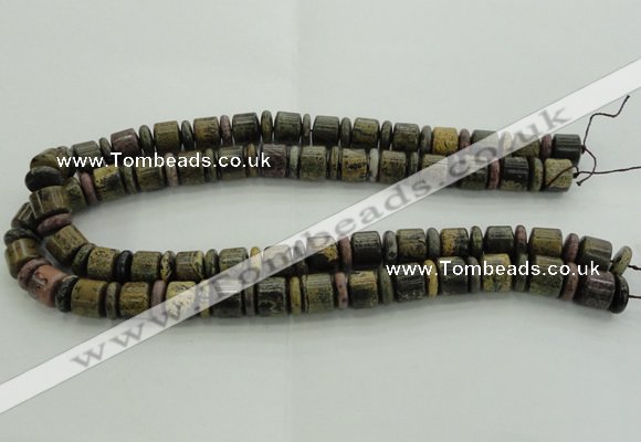 CRB250 15.5 inches 5*12mm - 10*12mm rondelle yellow artistic jasper beads