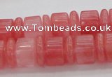 CRB252 15.5 inches 5*14mm - 10*14mm rondelle cherry quartz beads